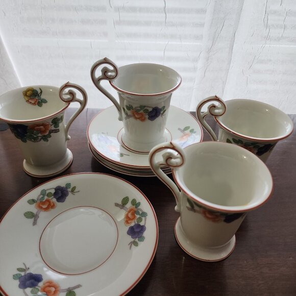 4 Rosenthal Indian Tree Cup Saucer 3.5" Continental line rust purple antique vin - Picture 11 of 16